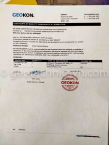 Certificate of Quality_Geokon